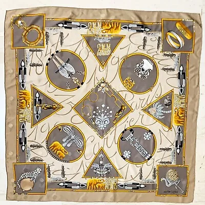 MUST DE CARTIER PARIS JEWELRY TIGER LARGE Silk Scarf 33 In MADE IN ITALY #A176 • $140