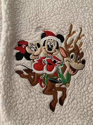 Disney Holiday Christmas Mickey & Minnie Mouse On Reindeer Fleece Throw Blanket • $25