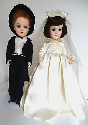 Vintage 1950's Mary Hoyer 14  Hard Plastic Bride & Groom • $350