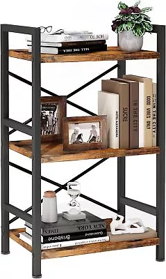 3 Tier Bookshelf Industrial Rustic Bookcase Storage Organizer Shelves Rack Metal • $52.21