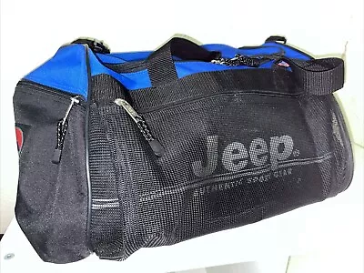 Vintage 1999 Jeep Travel Equipment Blue/Black Duffel Gym Travel Luggage Bag • $49.99