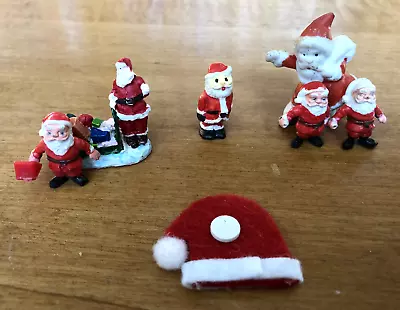 Lot Of 7 Dollhouse Miniature Plastic Ceramic Rubber Santa Figures & Felt Hat • $5