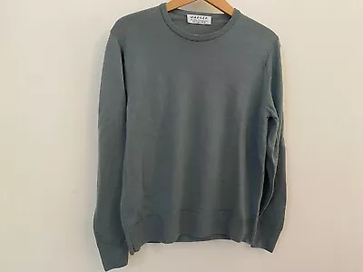 Jaeger 100% Pure New Wool Green Round Neck Jumper 34  Size 10 • £16.99