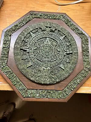 Vintage Mayan Aztec Sun Calendar Crush Malachite Stone Mexican Zarebski? • $85