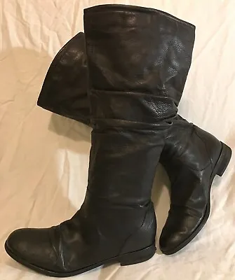 Cara Black Knee High Leather Lovely Boots Size 39 (294Q) • £22.40