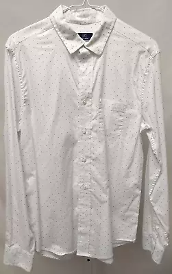 George Mens Classic Fit White Polka Dot Button Up Casual Shirt Size Small 34-36 • $17.99
