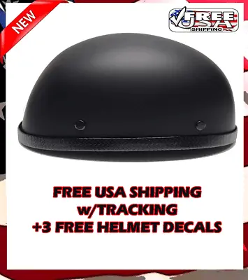 Flat Black Beanie Helmet   Low Profile Biker Motorcycle Novelty Helmet • $33.95
