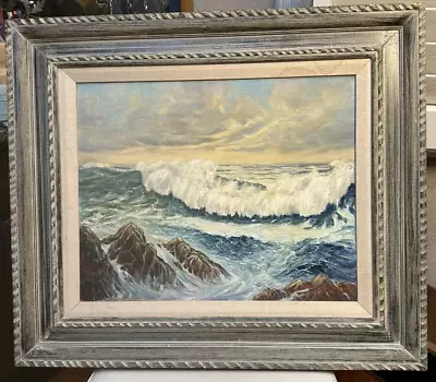 Vintage Original Oil Painting  Seascape Crushing Waves Signed • $75