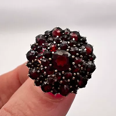 Vintage Women's Jewelry Ring Gilt Silver 800 Bohemian Garnet Czech Size 6.5 Gift • $332.50