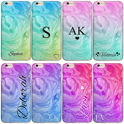 Personalised Initials Phone Case Marble Swirl Hard Cover For Samsung A5/a8/j3/j5 • £4.99