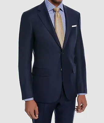 $1245 Canali US 48L/EU 58L Men's Blue Wool Solid Suit Jacket Sport Coat Blazer • $319.98