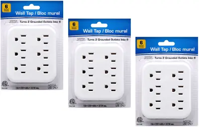 Power Outlet Splitter 3 Pack Electrical Adapter Power 6 Way Plug FREE SHIPPING • $21.99