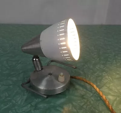 Vintage Silver Anodized Bedside /Desk Lamp With Perforated White Shade-Kempthorn • $15