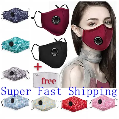 100% Cotton Cloth Face Mask Air Valve Reusable Breathable Covering + One Filter • $4.86