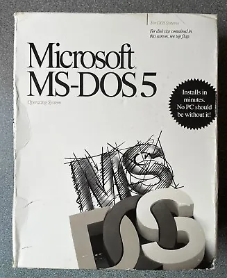 Microsoft MS-DOS 5 Operating System PC 3.5” Floppy Software Big Box Complete • £40