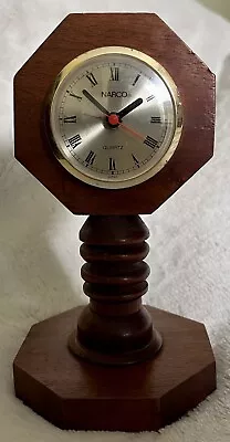 Vintage Narco Octagonal Wooden Pedestal Clock Battery Works • $6.99