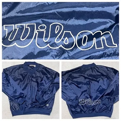 Vintage Wilson Advantage Nylon Windbreaker V Neck Pull Over Mens L Blue Great • $18