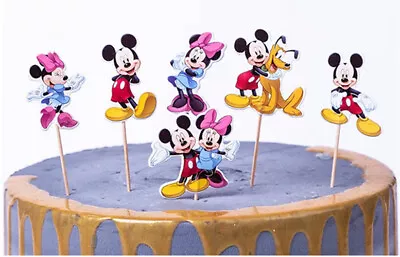 MICKEY MOUSE Minnie & Pluto Birthday Party CAKE CUPCAKE TOPPERS 12pcs Picks  • $2.69