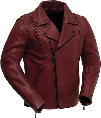 Men Genuine Red Winter Jacket Racer Motorcycle Stylish Casual Lambskin Jacket • $131.10