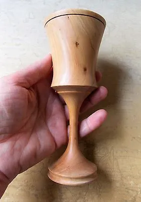 Hand Crafted Turned Cypress Pine Wooden 16cm Tall Goblet • $25