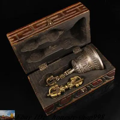 Tibetan Buddhism Bronze Gilt Buddha Head Bells Phurpa Vajra Dorje Phurpa Dagger • $206.64