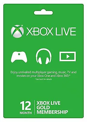$75.97 • Buy Microsoft Xbox One/360 12 Month Live Gold Membership