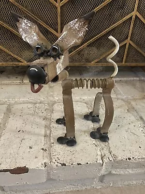 Scrap Metal Art Dog Sculpture 9.5”x8” • $18