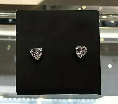 2 Ct Heart Cut Real Moissanite  Solitare Stud Earring 14K White Gold Plated • $144.74