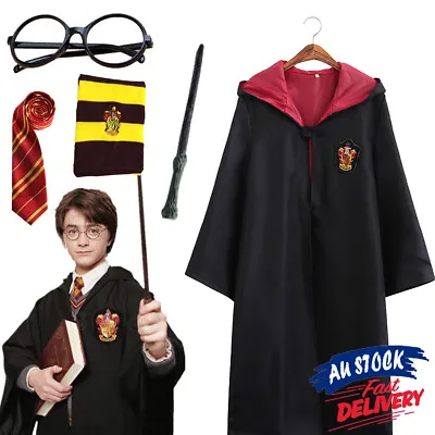 Harry Potter Costume Kids Adult Robe Tie Glasses Mans Wand Cloak Gryffindor • $6.29