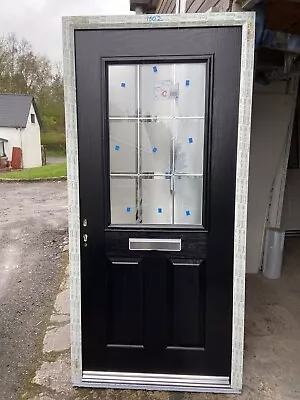 Brand New 1002-2095 New Black Front Door In A White Upvc Frame Decorative Glass • £395