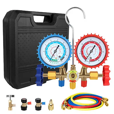 AC Manifold Gauge Set 3-Way Fit R134A R22 R12 R410A Refrigeration Charging Set • £23.99