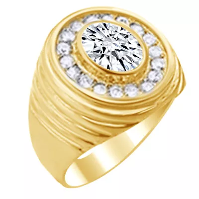 14K Yellow Gold Plated Silver Cz Gents King Don Bling Pimp Jewel Cluster Ring • $409.90