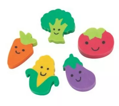 Mini Happy Smiling Vegetable Eraser  Lot/12 Corn Tomato Eggplant Broccoli Carrot • $2.39