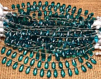 Green Apatite Color Hydro Quartz Faceted 15x7mm Pear Shape Briolette Beads 7  • $6.40