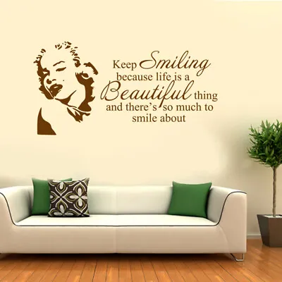 Marilyn Monroe Keep Smiling LIFE IS BEAUTIFUL Wall Stickers Art Decal UK RUI287 • £7.25