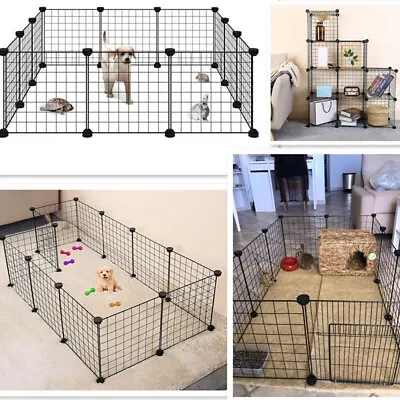 Pet Play Run Cage Dog Puppy Pen Rabbit Guinea Pig Black Metal Enclosure Easipet • £15.99