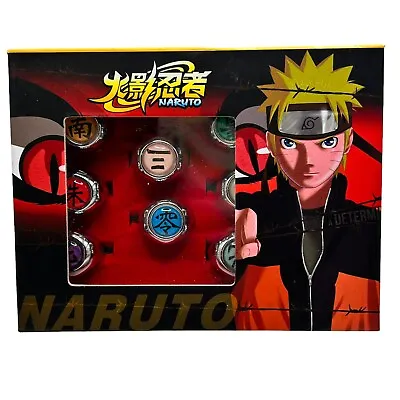 $10.99 • Buy Naruto Akatsuki Rings Set 10pcs With Necklace And Chain Cosplay Itachi Sharingan