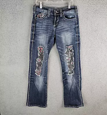 Cowgirl Tuff Rock This Western Jeans Womens 27x31 Distressed Flex Denim • $21.55