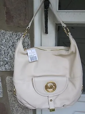 NWT Michael Kors Fulton Large Vanilla Leather Hobo Bag/ Marks In Lining- $348 • $172.99