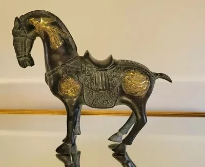 £245 • Buy Bronze War Horse Tang Dynasty Style Gold Motifs Very Beautiful