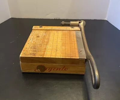 VTG Office Ingento No. 1 Paper Cutter Guillotine Trimmer #1 Wood Cast Iron  7x7” • $42.53