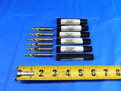 6 PCS NEW 7 DEGREE 3/32 - 3/8 O.D. 1  LOC TiN COATED TAPERED CARBIDE END MILLS • $79.99