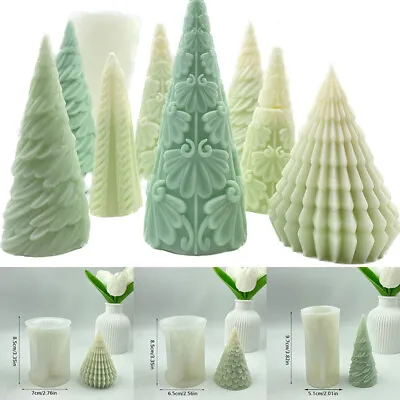 3D Christmas Tree Silicone Mold Aromatherapy Candle Plaster Soap DIY Mould Tool • £4.19