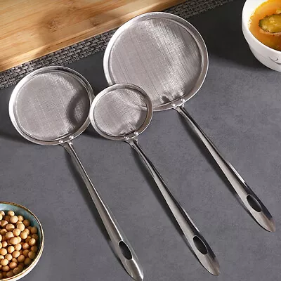 £3.44 • Buy Filter Spoon Stainless Steel Fine Mesh Wire Oil Skimmer Strainer  Fried Food Net