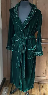 Adonna Velvet Robe House Coat Dark Green Womens Small S Chico With Belt Pockets • $23