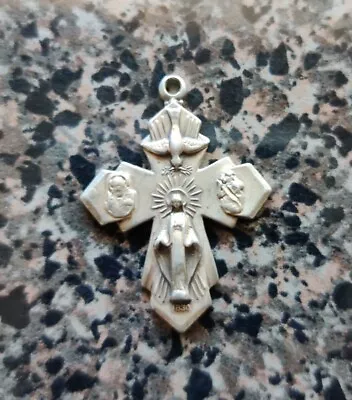 Vintage Sterling Silver Cross Crucifix Pendant Marked THEDR Dove Jesus  • $14