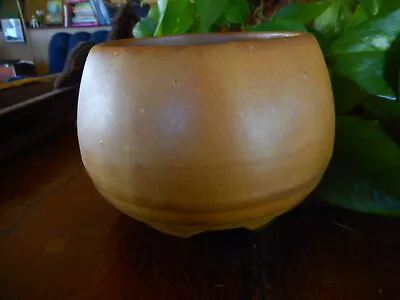 Matte Brown Vintage Planter Arts Crafts Style Pottery USA Footed Mission Style • $35.75