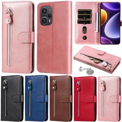 Zipper Wallet Leather Flip Case For Xiaomi 13T Redmi 12 4G 13C A2 Note 10 12S 11 • $20.89