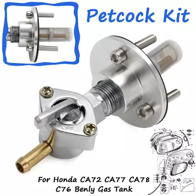 Petcock Kit For HONDA DREAM TOURING 305 250 CA72 CA77 CA78 C76 Benly Gas Tank • $47.99