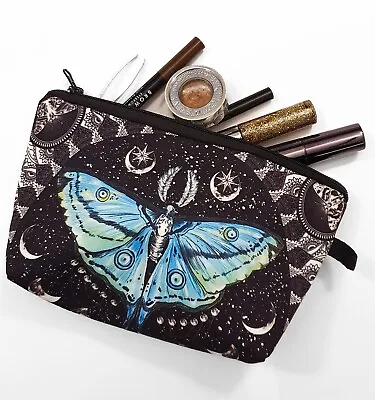 £6.99 • Buy Butterfly Make Up Bag Blue Pencil Case Gothic Emo Punk Fashion Halloween
